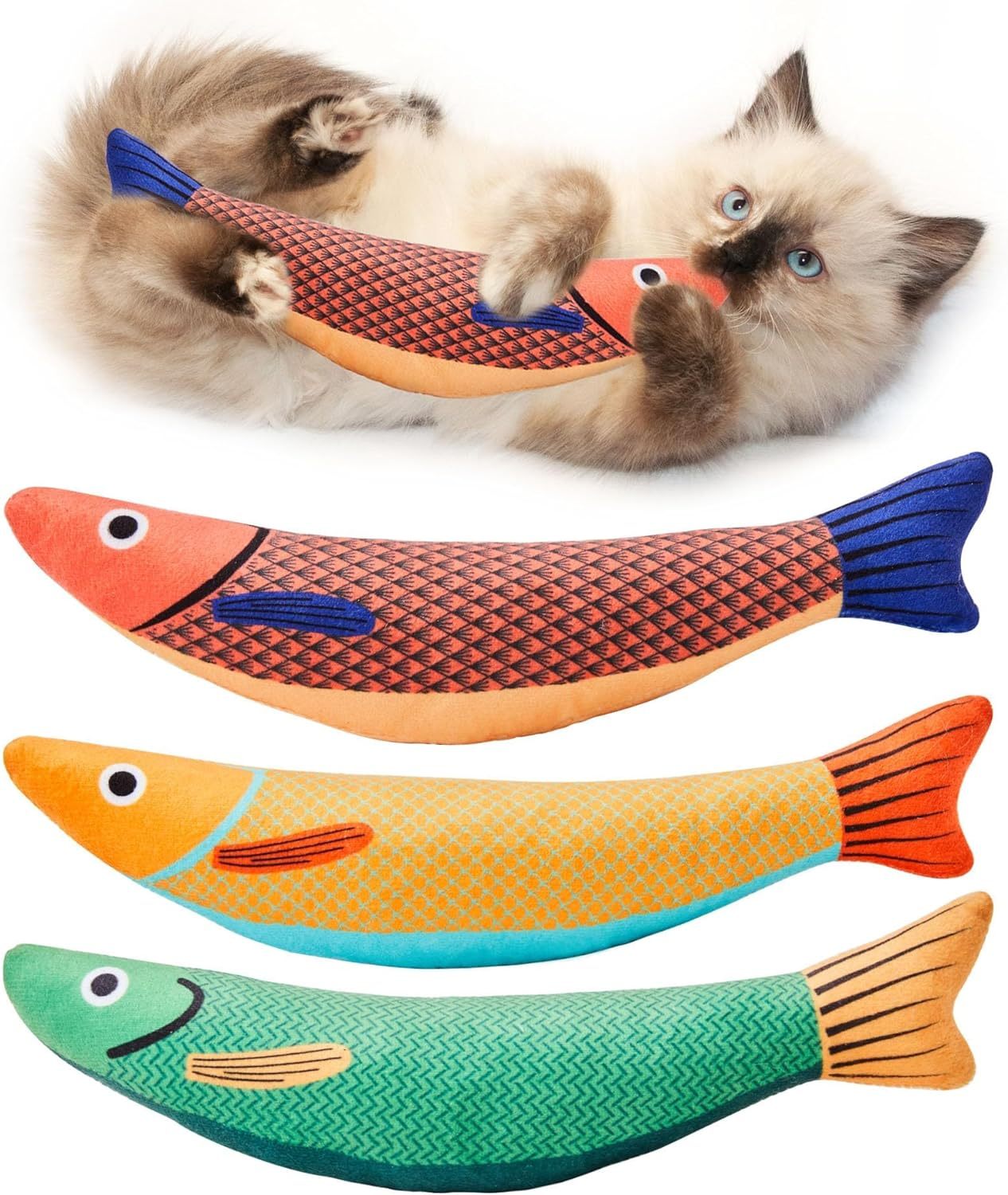 Cat Toys Saury Fish Catnip Crinkle Sound Toys Soft And Durable Interactive Cat Kicker Toys For Indoor Kitten Exercise For All Breeds