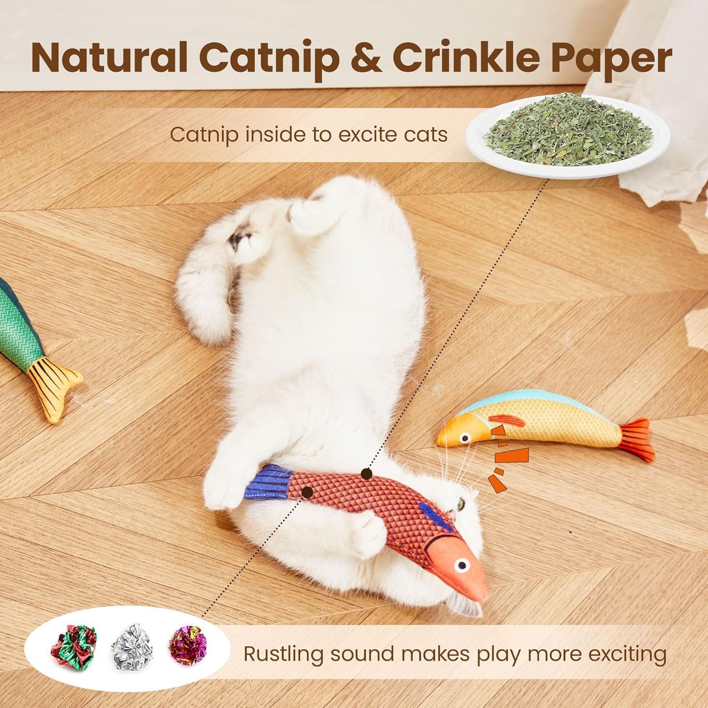 Cat Toys Saury Fish Catnip Crinkle Sound Toys Soft And Durable Interactive Cat Kicker Toys For Indoor Kitten Exercise For All Breeds